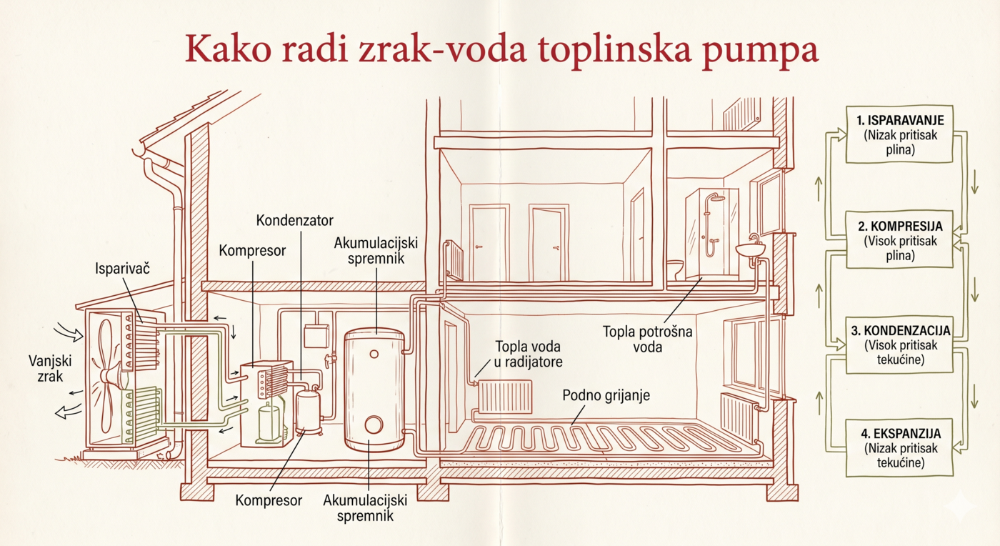 Dijagram rada zrak-voda toplinske pumpe